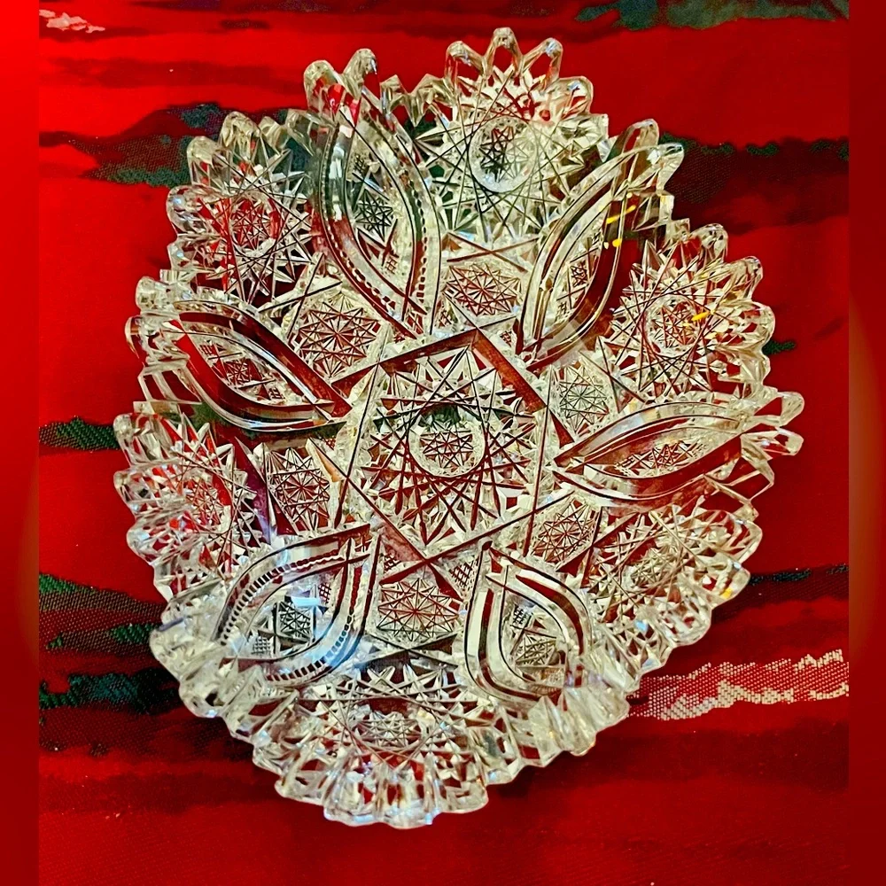 American Brilliant Period Cut glass 6” crystal dish trinket bowl perfect ABPCG - Picture 1 of 3